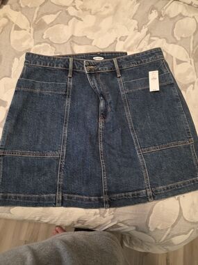 Old Navy Dark Blue Denim Mini Skirt with Panel Stitching